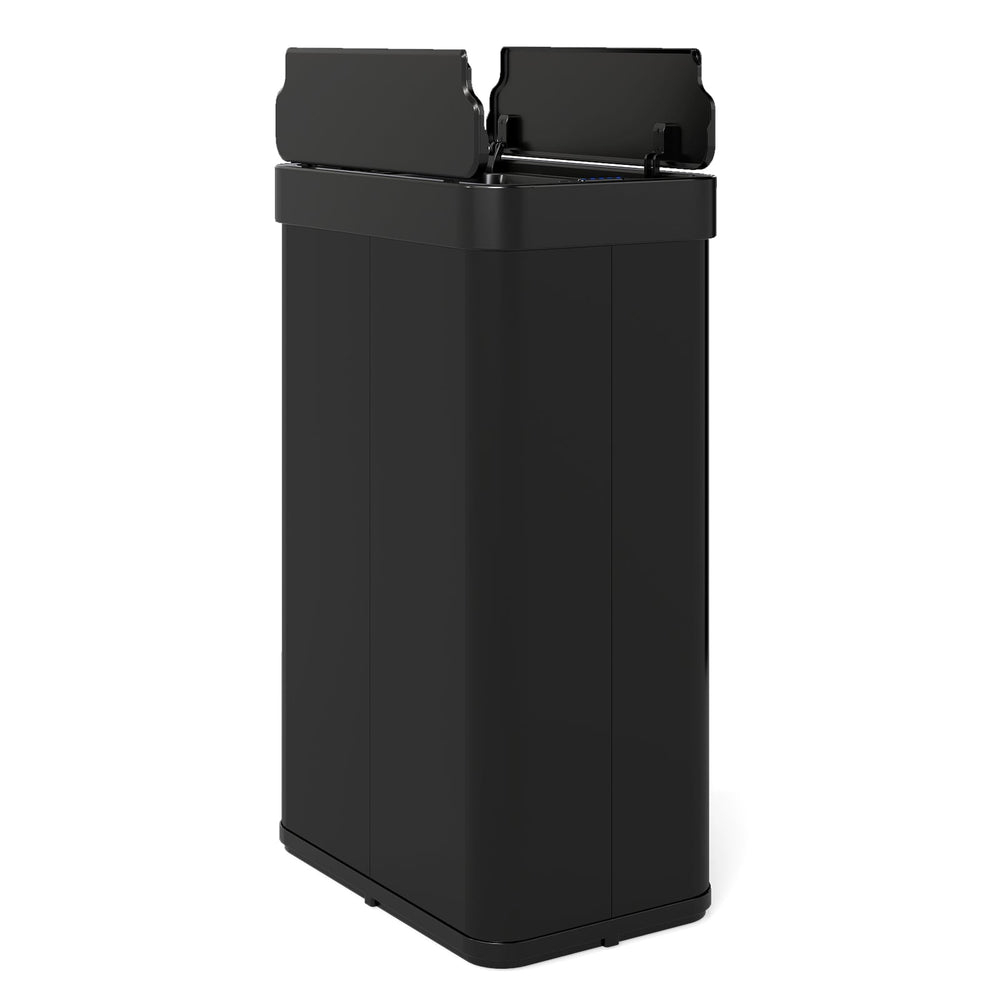 60L Trash Can with 2 Wing Lids Slim Automatic Touchless Waste Bin-Black