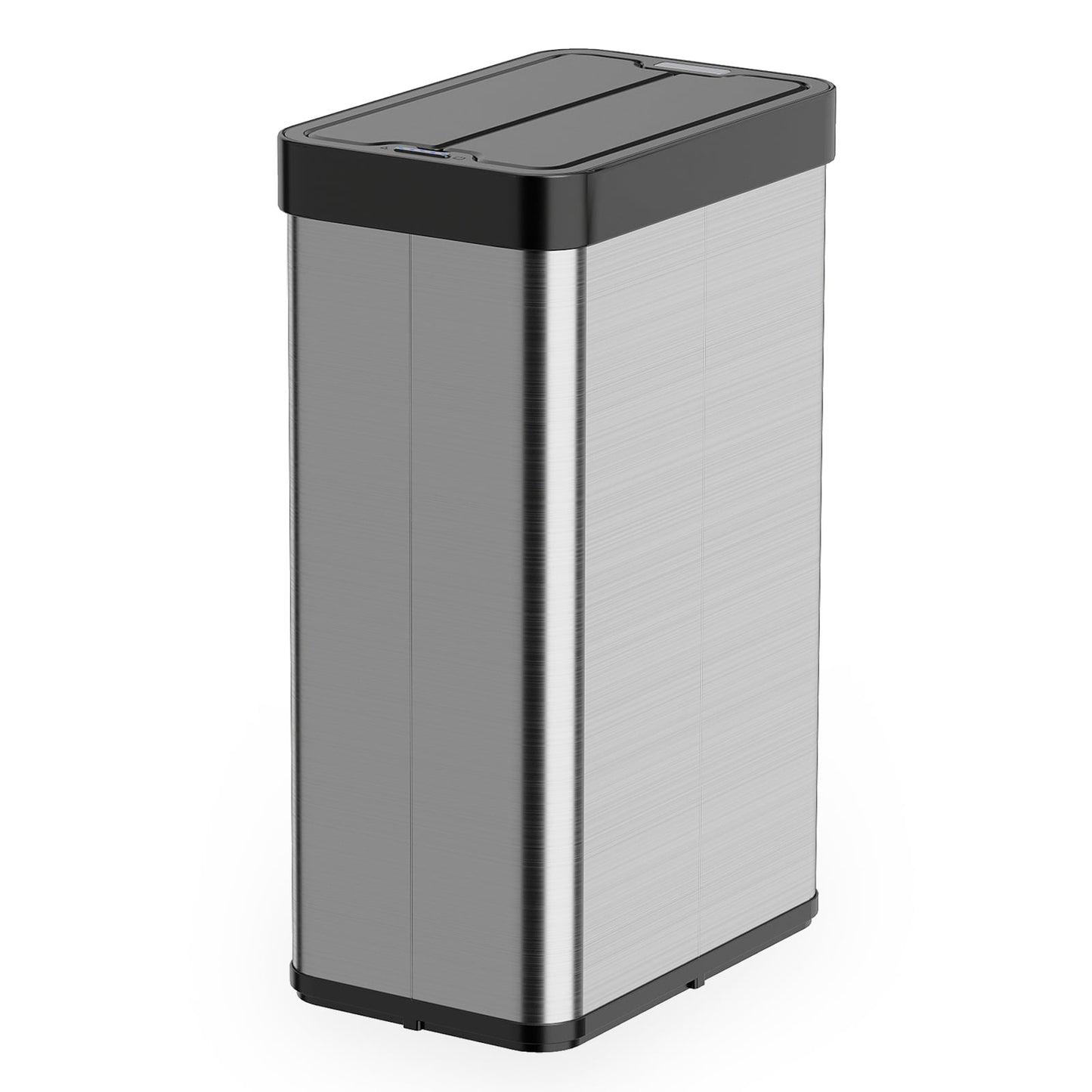60L Trash Can with 2 Wing Lids Slim Automatic Touchless Waste Bin-Silver