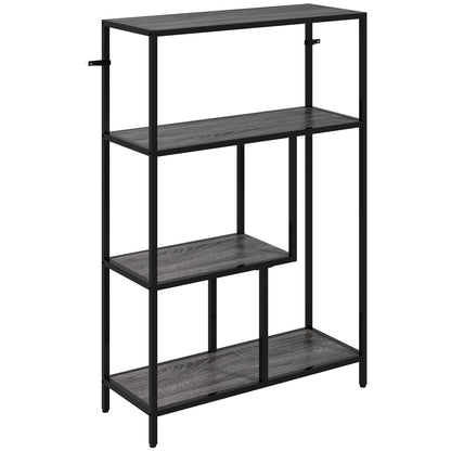 HOMCOM 4-Tier Bookshelf with Open Shelves - Charcoal Grey