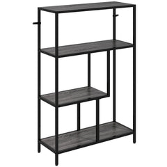 HOMCOM 4-Tier Bookshelf with Open Shelves - Charcoal Grey