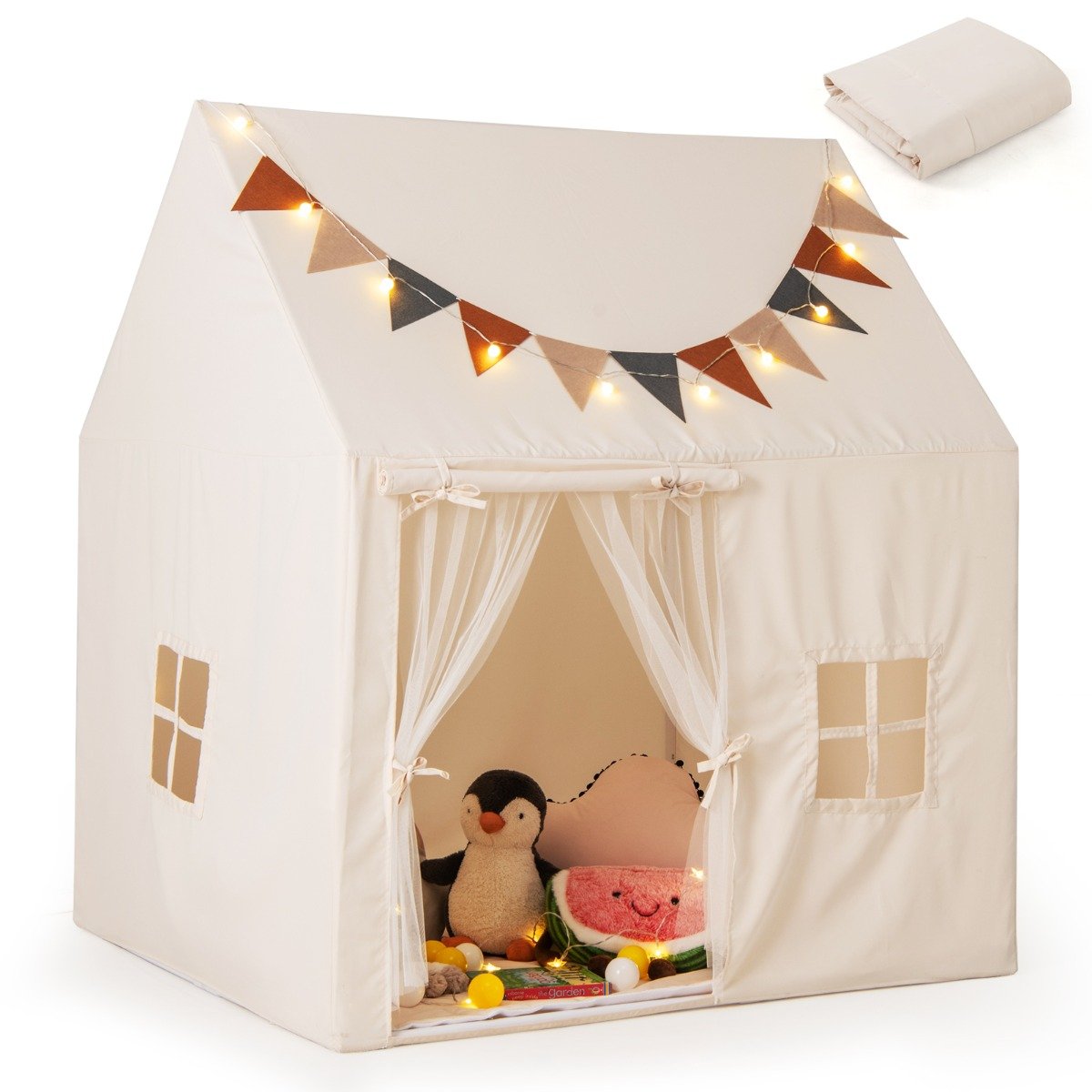 Indoor & Outdoor Toddler Tent with Padded Non-slip Mat-Beige