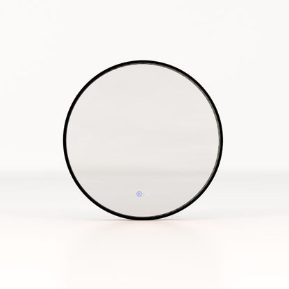 60 CM Round Bathroom Mirror with LED Lights and Anti-Fog Design-Black