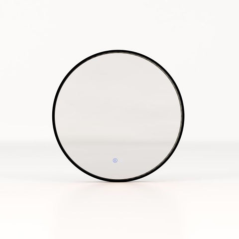 60 CM Round Bathroom Mirror with LED Lights and Anti-Fog Design-Black