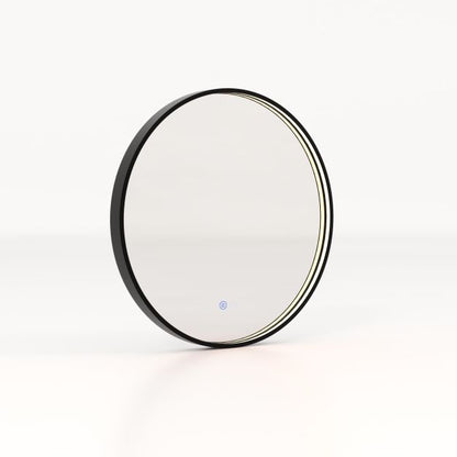 60 CM Round Bathroom Mirror with LED Lights and Anti-Fog Design-Black