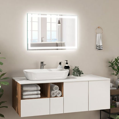 60 x 40 CM LED Bathroom Mirror with 3-Color Dimmable Lights