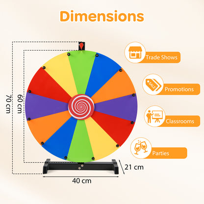 60cm Colorful Tabletop Prize Wheel with Stand Dry Erase Marker and Eraser for Carnival