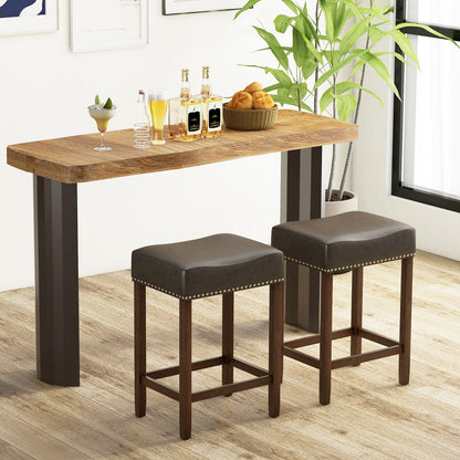60cm Bar Stool Set of 2 Counter Height Saddle Stools-Grey
