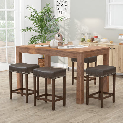 60cm Bar Stool Set of 2 Counter Height Saddle Stools-Grey