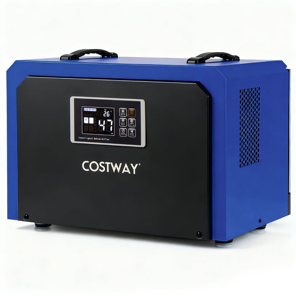60L Crawl Space Dehumidifier with Drain Hose and 24H Timer-Blue
