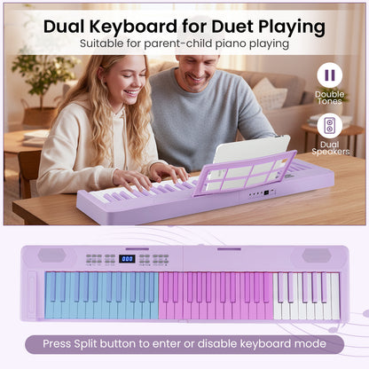 61-Key Foldable Piano Keyboard Full-size Electronic Keyboard with MIDI and Split Function-Purple