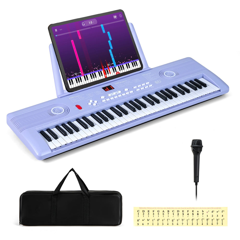 61 Key Keyboard Piano with Music Stand for Beginners-Purple