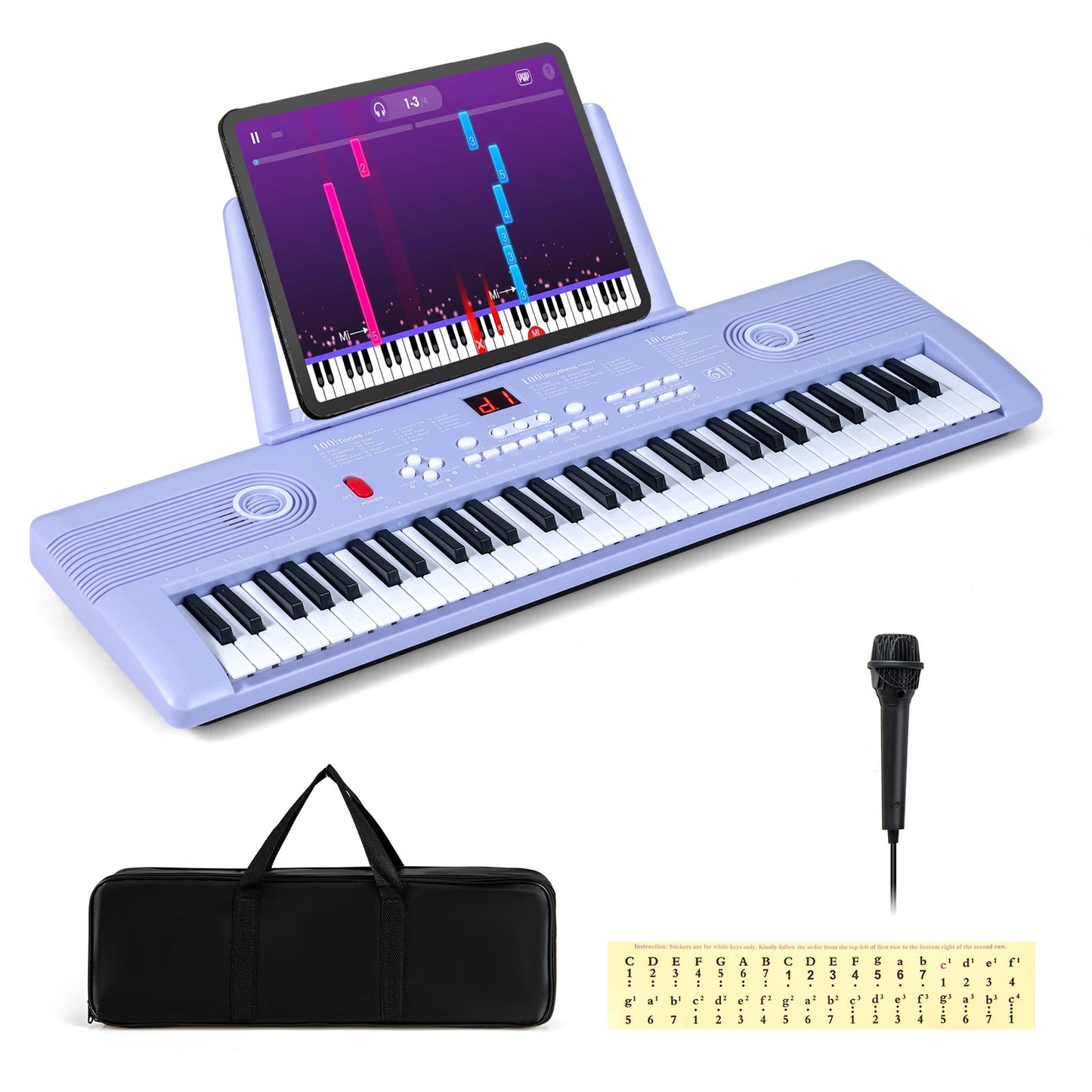 61 Key Keyboard Piano with Music Stand for Beginners-Purple