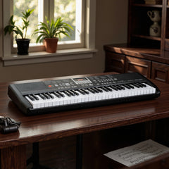 61 Keys Beginners Piano Keyboard with Adjustable Stand and Stool-Black
