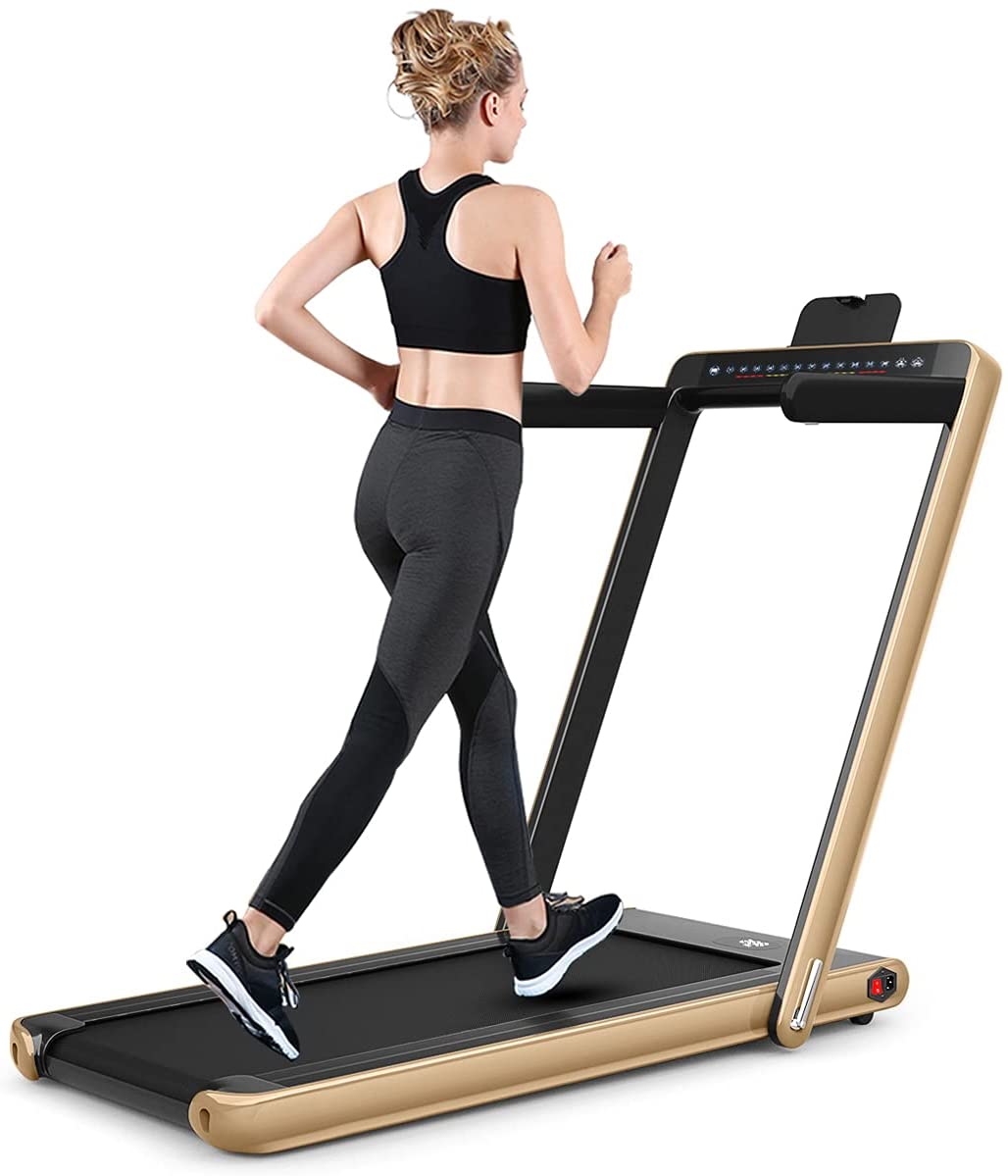 Folding Treadmill Electric 1-12KM/H with Bluetooth-Golden