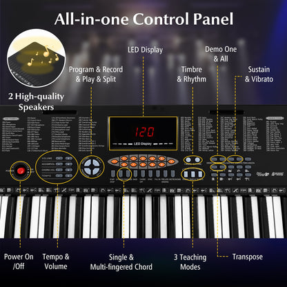 61-Key Electronic Keyboard Piano Portable Digital Piano with 300 Rhythms