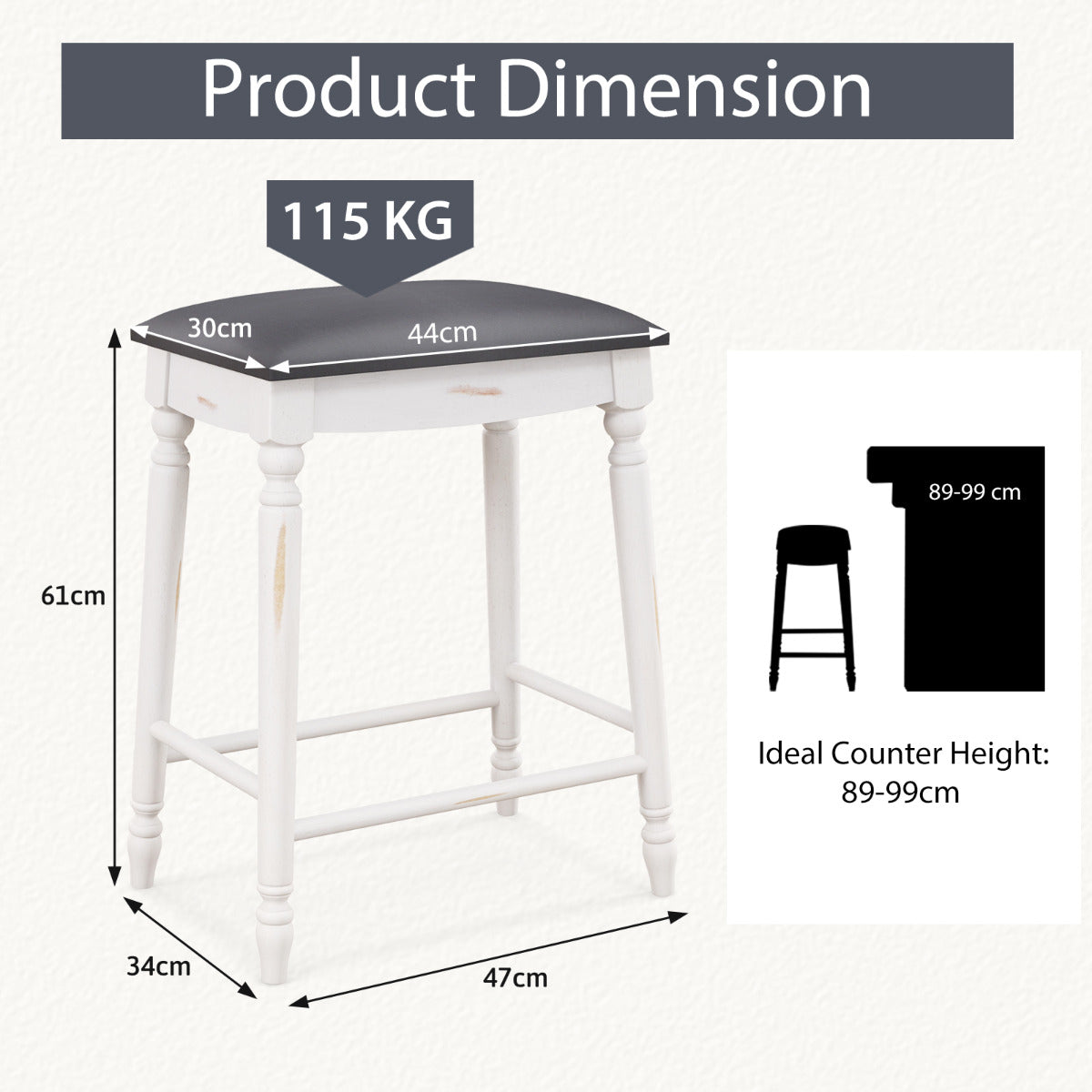 61/74 cm Upholstered Bar Stool Set of 4-61 cm