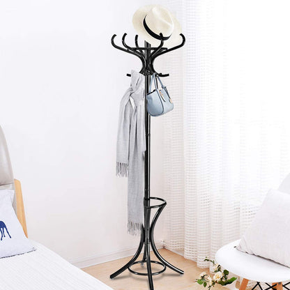 Free-standing Jacket Stand with Umbrella for Living Room-Black