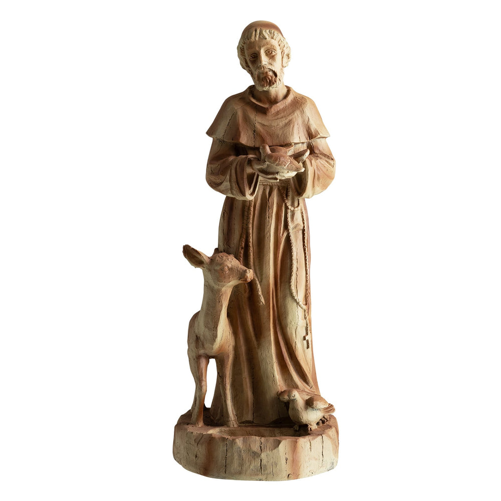 62cm St. Francis Statue with Bird Feeder Saint Francis of Assisi Garden Decoration-Brown
