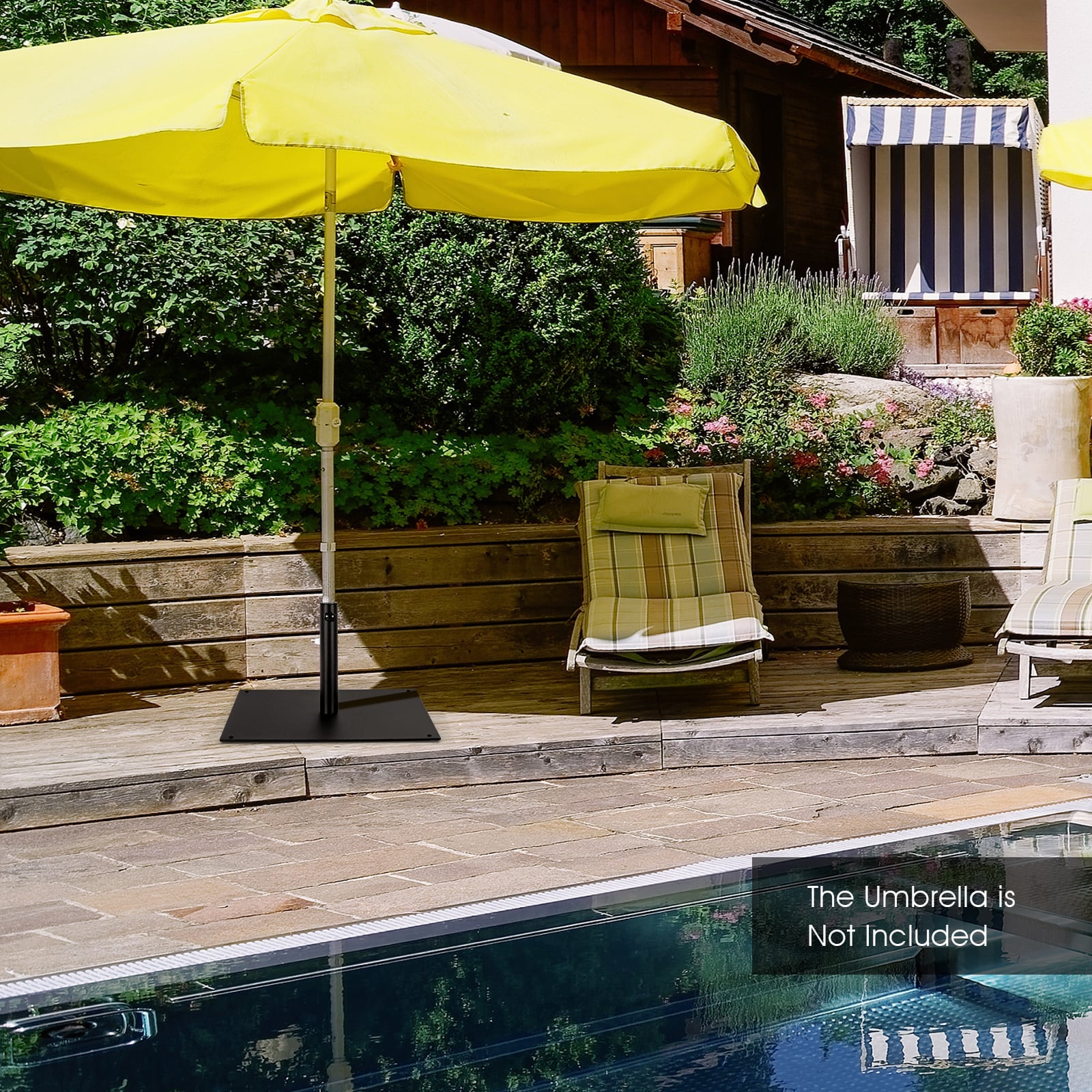 63 CM Patio Umbrella Base with 4 Adjustable Footpads for Patio Poolside-Black