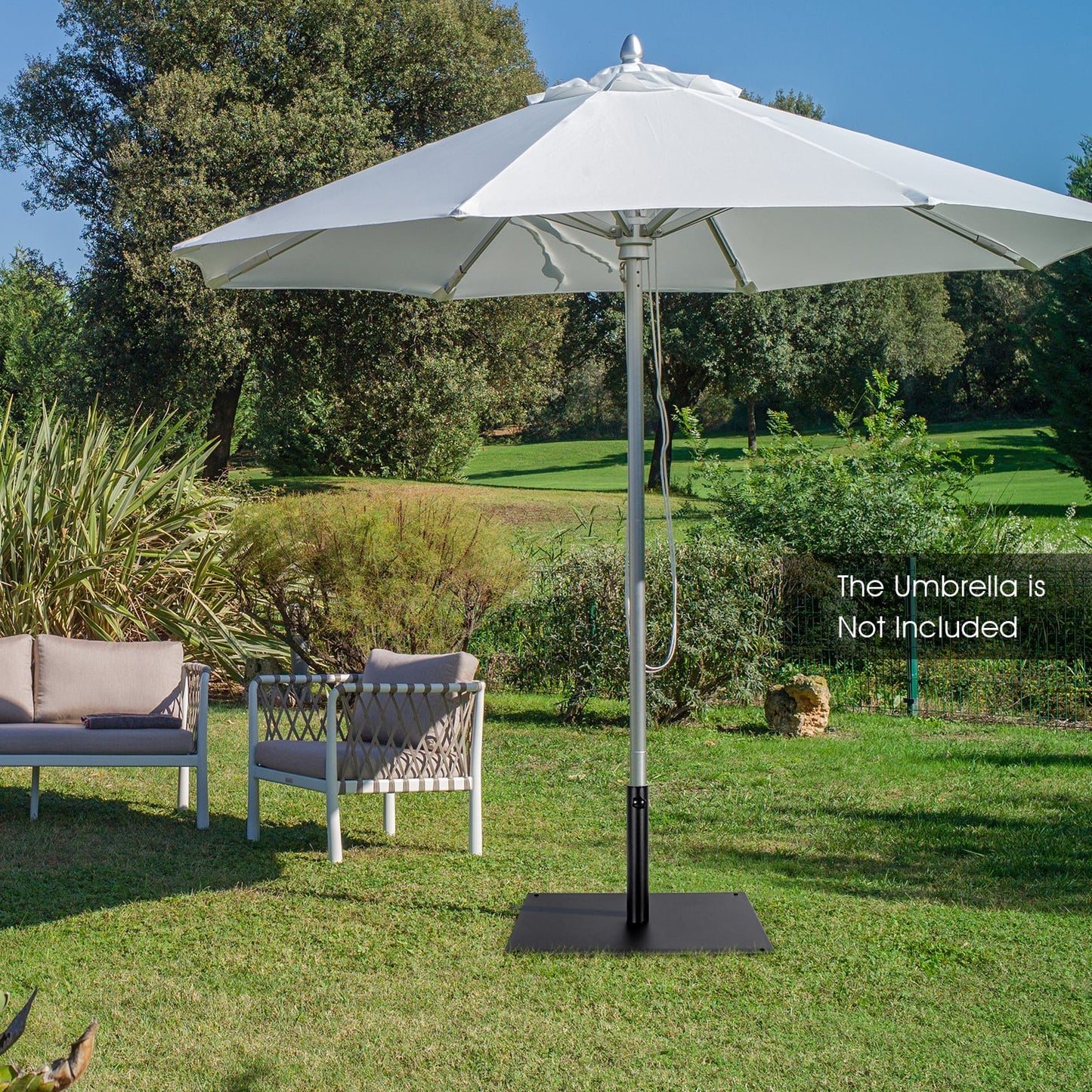 63 CM Patio Umbrella Base with 4 Adjustable Footpads for Patio Poolside-Black