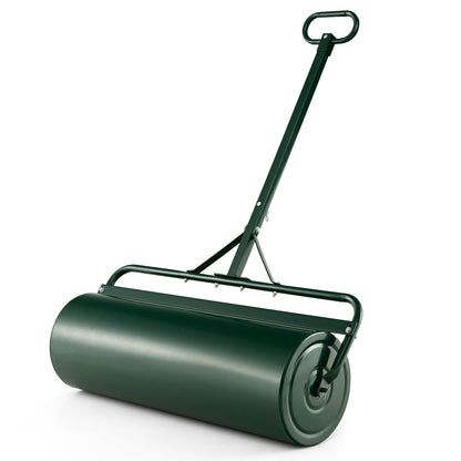 Metal Lawn Roller with Detachable Gripping Handle-Green