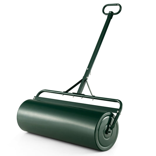 Metal Lawn Roller with Detachable Gripping Handle-Green