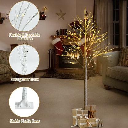 Silver Christmas Twig Tree with Warm White LED Lights for Indoor Decoration