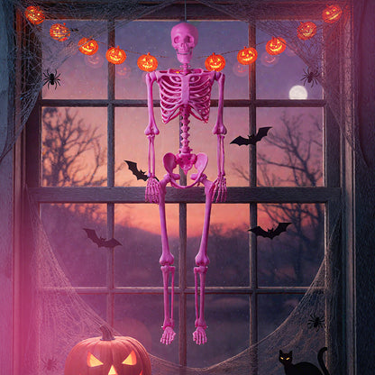 63 inch Halloween Pink Skeleton Decoration with 8 Moving Joints