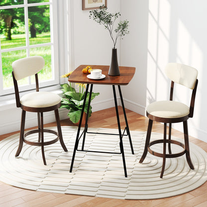 64/77CM Counter Height Chairs Set of 2 with Padded Seat and Backrest-Brown-Size 1