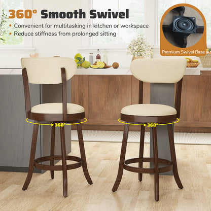 64/77CM Counter Height Chairs Set of 2 with Padded Seat and Backrest-Brown-Size 1