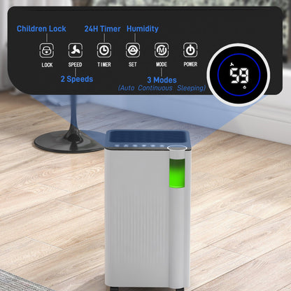 مزيل الرطوبة HOMCOM 12 لترًا/يومًا مع تصريف مستمر، خزان مياه سعة 2 لتر، مؤقت 24 ساعة، شاشة رقمية للرطوبة، فلتر، إزالة الجليد تلقائيًا، قفل للأطفال، مزيل الرطوبة للمنزل الرطب، غرفة النوم، تجفيف الملابس