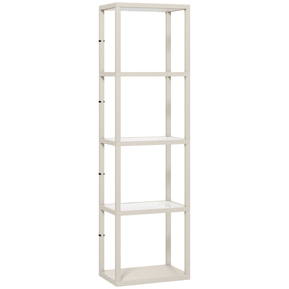 HOMCOM Four-Shelf Floor Lamp - Bleached Oak