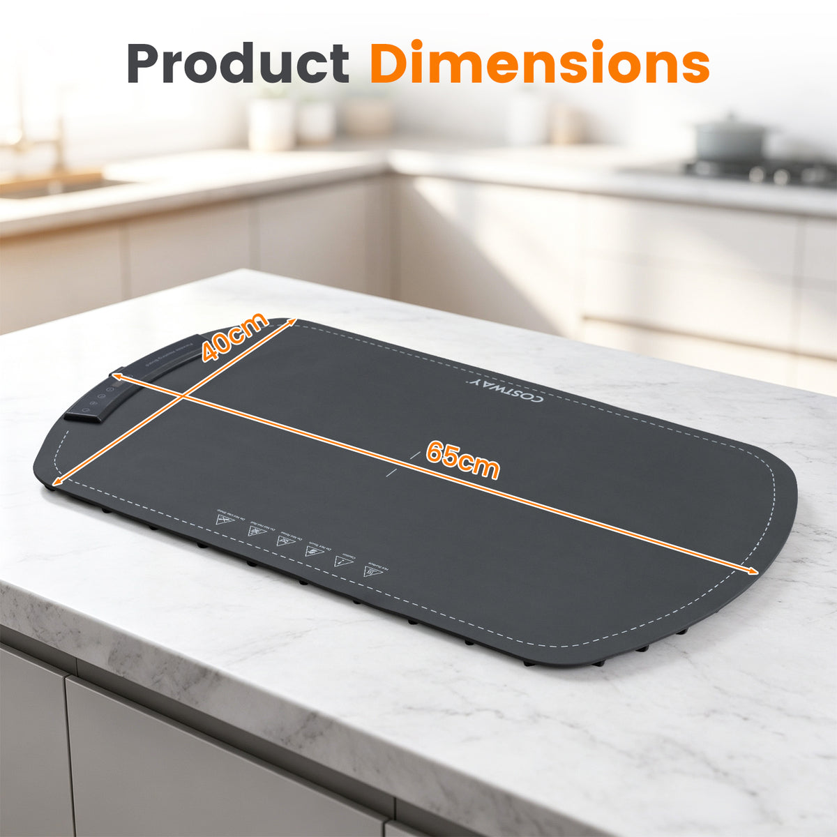 65 x 40 cm Food Warming Mat with Rapid Heating and Carrying Bag Included-Grey