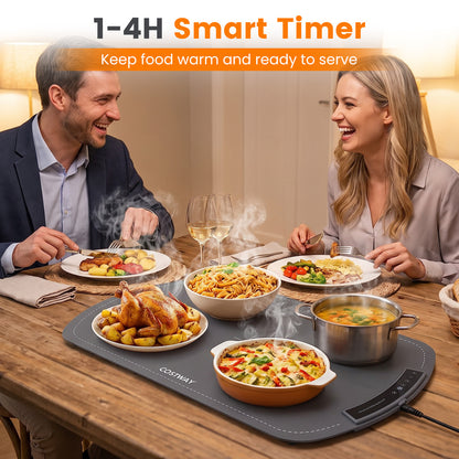 65 x 40 cm Food Warming Mat with Rapid Heating and Carrying Bag Included-Grey