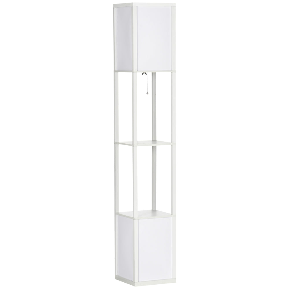 HOMCOM 156cm Floor Lamp Shelving Unit - White