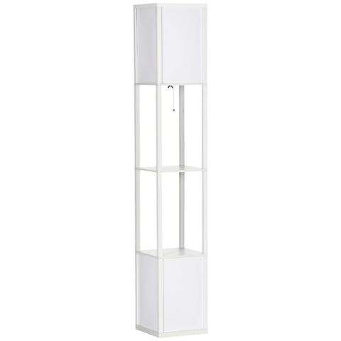 HOMCOM 156cm Floor Lamp Shelving Unit - White