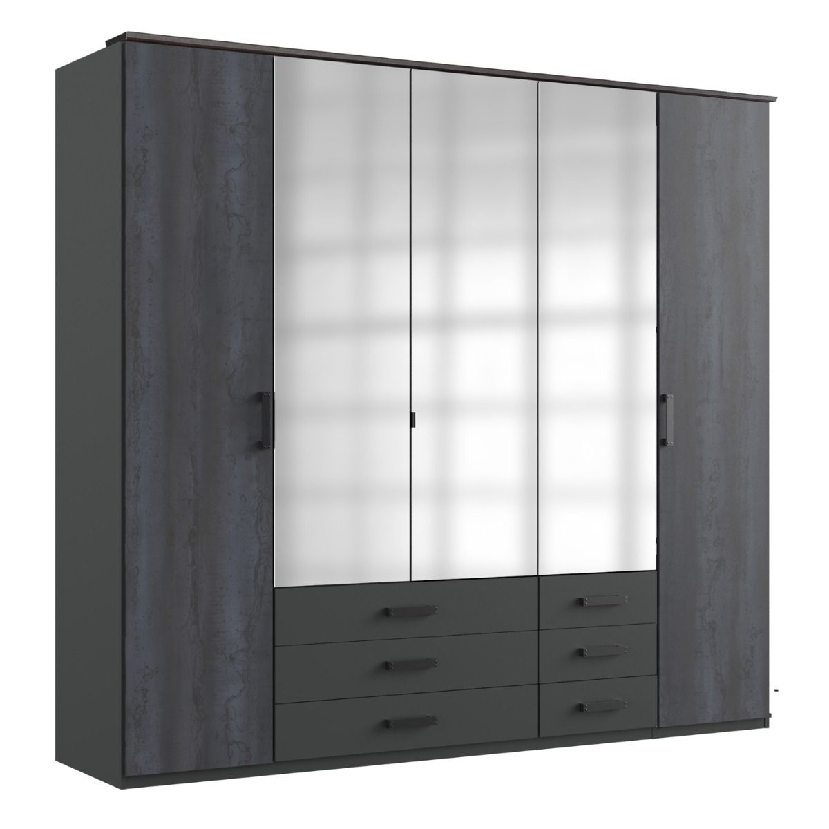 BODDEN 5 Door Wardrobe Graphite 225cm