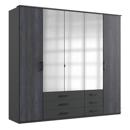 BODDEN 5 Door Wardrobe Graphite 225cm