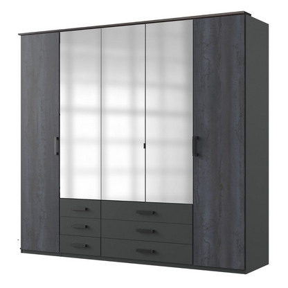 BODDEN 5 Door Wardrobe Graphite 225cm
