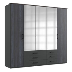 BODDEN 5 Door Wardrobe Graphite 225cm