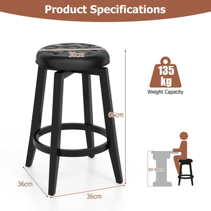 360° Swivel Upholstered Bar Stool Set of 2 with Footrest-Black