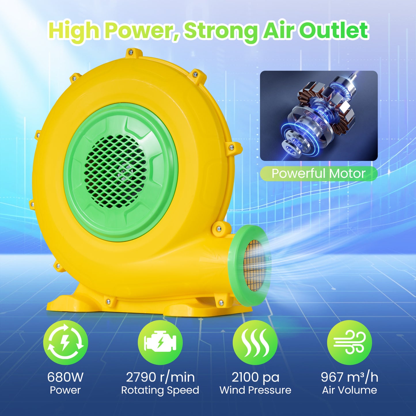 680W Bounce House Air Blower with Handle