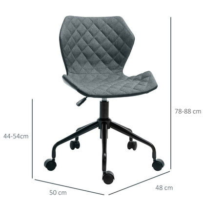 HOMCOM Office Computer Desk Chair, Swivel Task Chair no Arms, Fabric Study Chair with Adjustable Height and Rolling Wheels for Home Work, Grey