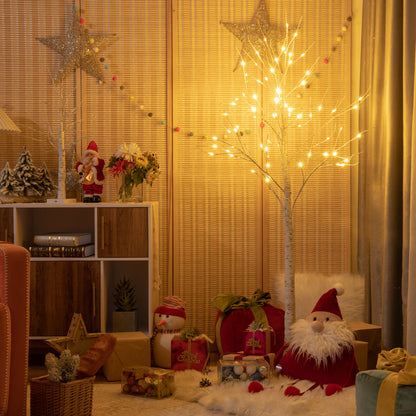 Silver Christmas Twig Tree with Warm White LED Lights for Indoor Decoration