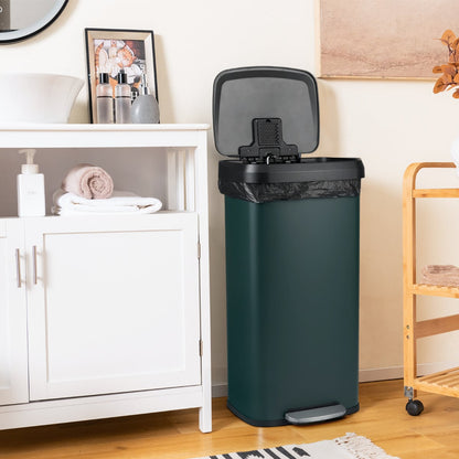68L Step Trash Can with Soft Close Lid and Deodorizer Compartment-Dark Green