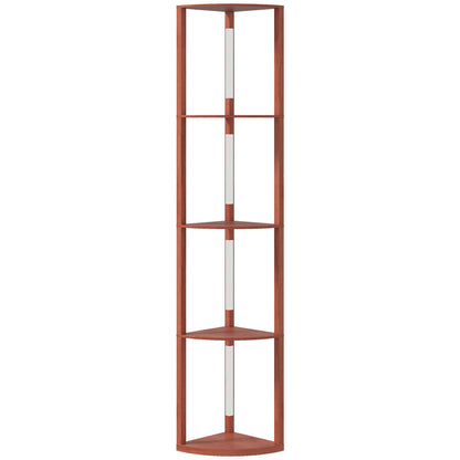HOMCOM Corner Floor Lamp for Living Room Bedroom with Dimmable Warm White LED Light, Modern Tall Standing Lamp, Brown