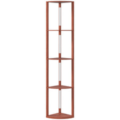 HOMCOM Corner Floor Lamp for Living Room Bedroom with Dimmable Warm White LED Light, Modern Tall Standing Lamp, Brown
