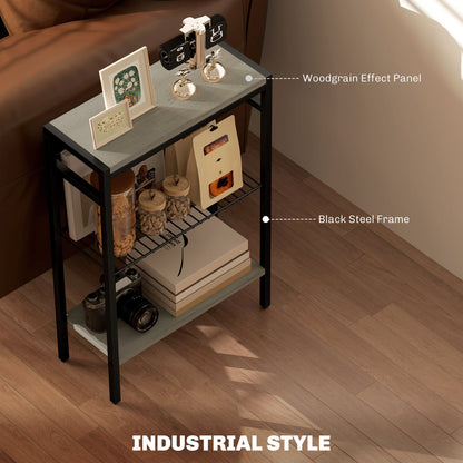 HOMCOM Three Shelf Industrial Side Table, Grey