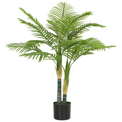 HOMCOM Artificial Palm Tree with 14 PEVA Leaves, 120cm Decorative Artificial Plant with Pot and Moss Effect, Green