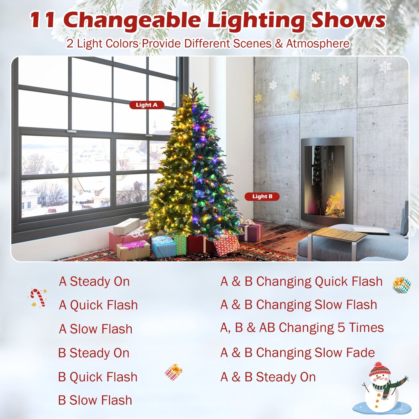 5/6 Feet Artificial Christmas Tree with LED Lights and Tips-6 ft